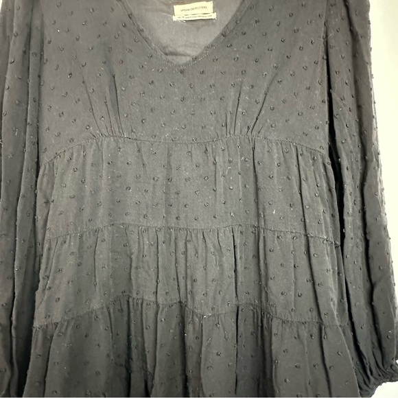 Urban Outfitters Textured Long Sleeve Frock mini Dress XS Xtra Small Black girly - Picture 5 of 9